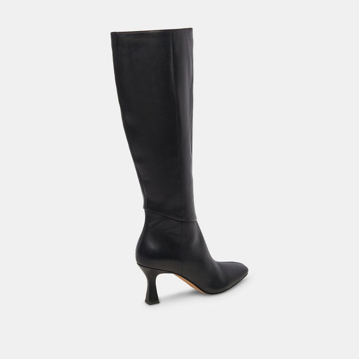 Gyra Wide Calf Black Leather Boots | Black Knee-High Wide Calf Boots – Dolce Vita