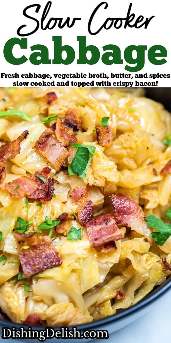 this slow cooker cabbage is loaded with bacon, cheese and parsley