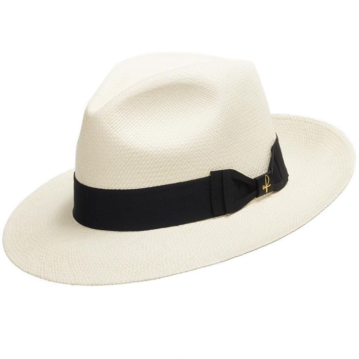 Authentic Classic is a classic fedora with a reinforced hand-blocked center dent crown that features a medium snap brim, a simple black grosgrain hatband, and a smooth twill sweatband. The brim is reinforced to hold its shape. This item is a genuine Panama Hat handwoven in Ecuador. Material: 100% Toquilla Straw Brim: 3 inches approx. Crown: 4 1/8" center dent approx.Hatband: 1 1/2" grosgrainClimate: Sun Handwoven in Ecuador. Hand-finished in the US. Measurements are approximate, this is a handwo Elegant Solid Fedora For Everyday Wear, Classic Wide Brim Fedora For Everyday, Classic Everyday Fedora Panama Hat, Classic Fedora Panama Hat For Everyday, Classic Flat Brim Panama Hat For Everyday, Classic White Panama Hat For Travel, Classic Everyday Fedora Hat, Classic Panama Hat With Flat Brim For Everyday, Classic Fedora Hat For Everyday