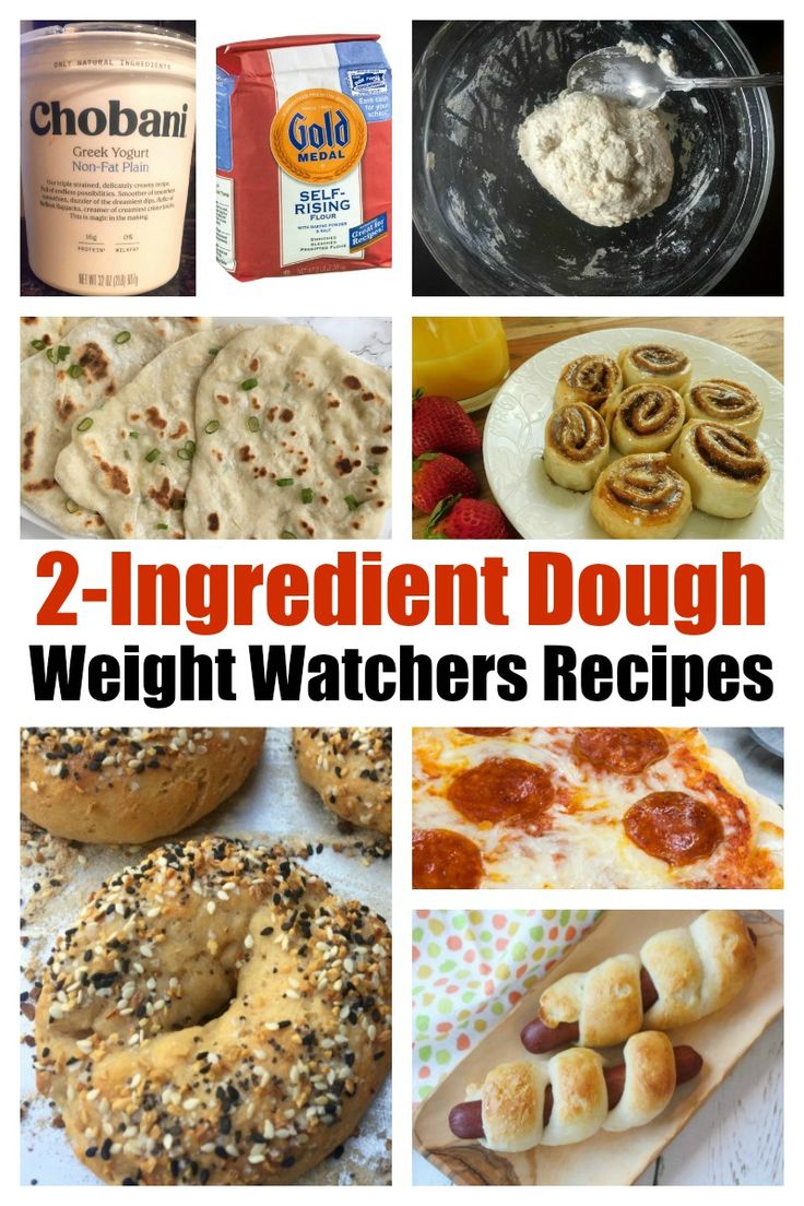 the collage shows different types of doughnuts and pastries with text overlay that reads, 2 - ingredient doughnut weight watchers recipes