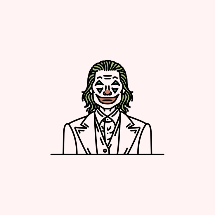 a drawing of a person wearing a suit with a clown's face on it