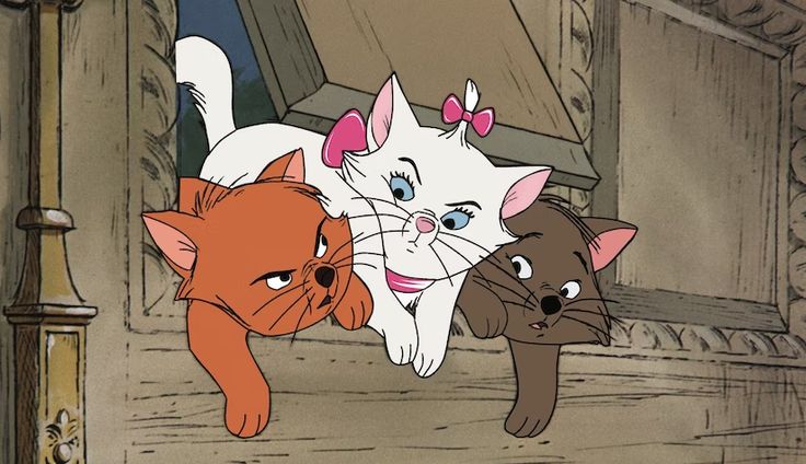 three cartoon cats standing next to each other in front of an apple iphone 6s