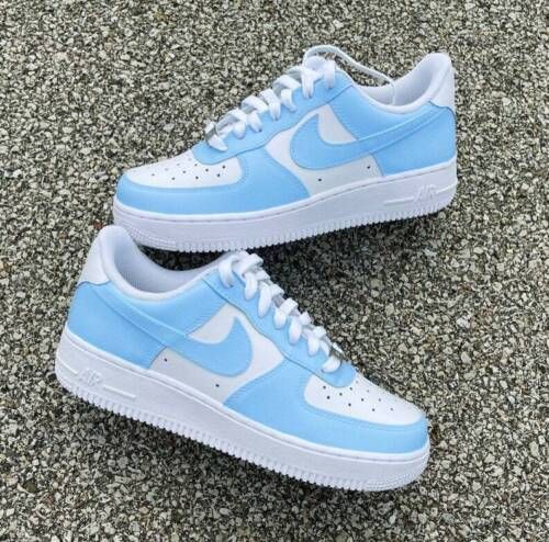 Blue Air Force 1, Air Force Baby, Zapatillas Nike Air Force, Tenis Air Force, Custom Nike Air Force 1, Nike Shoes Women Fashion, Custom Nike Air Force, Pretty Sneakers, Shoes For School