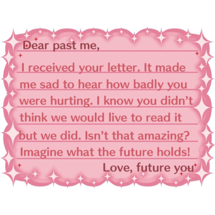 a pink greeting card with the words dear past me