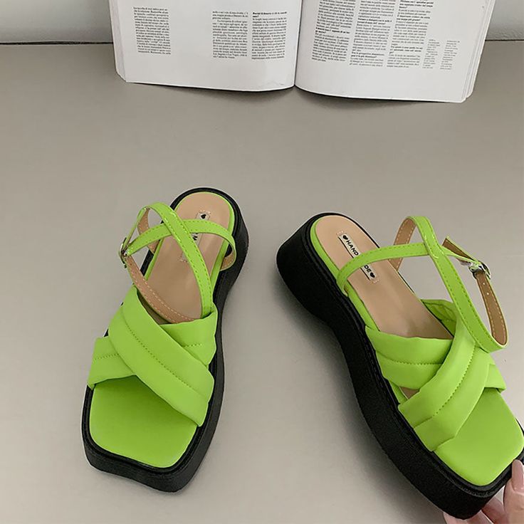 Features: Square toe Buckle closure Upper: PU Outsole: Rubber Platform: 2'' (5CM) Costume Bags, Outwear Coat, Slipper Sandals, Baseball Jacket, Casual Sets, Bra Set, Skate Shoes, Long Sleeve Maxi Dress, Handbag Backpack