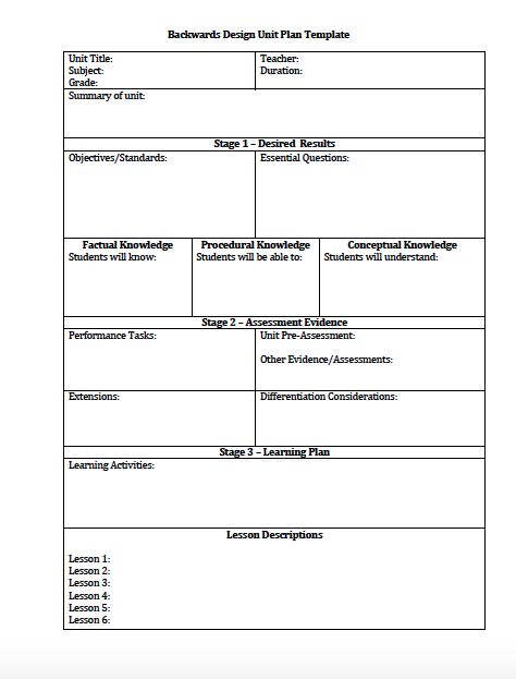 a blank lesson plan for students to use in their own language or writing workbook