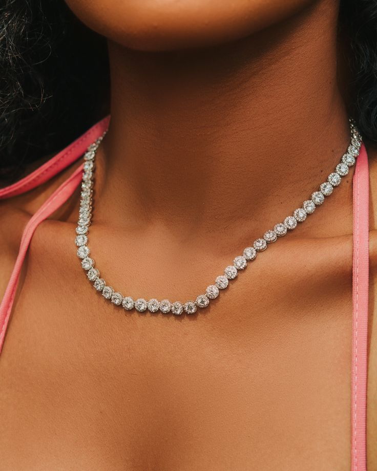 Dazzle like never before in Nemiglow's Marian Tennis Necklace. Intricately stoned CZ gems adorn this necklace for a classy and enriched look. Shop the matching bracelet here. Tennis Necklace, Matching Bracelet, Matching Bracelets, Tennis, Wedding Day, Gems, Bracelet, Stone, Silver