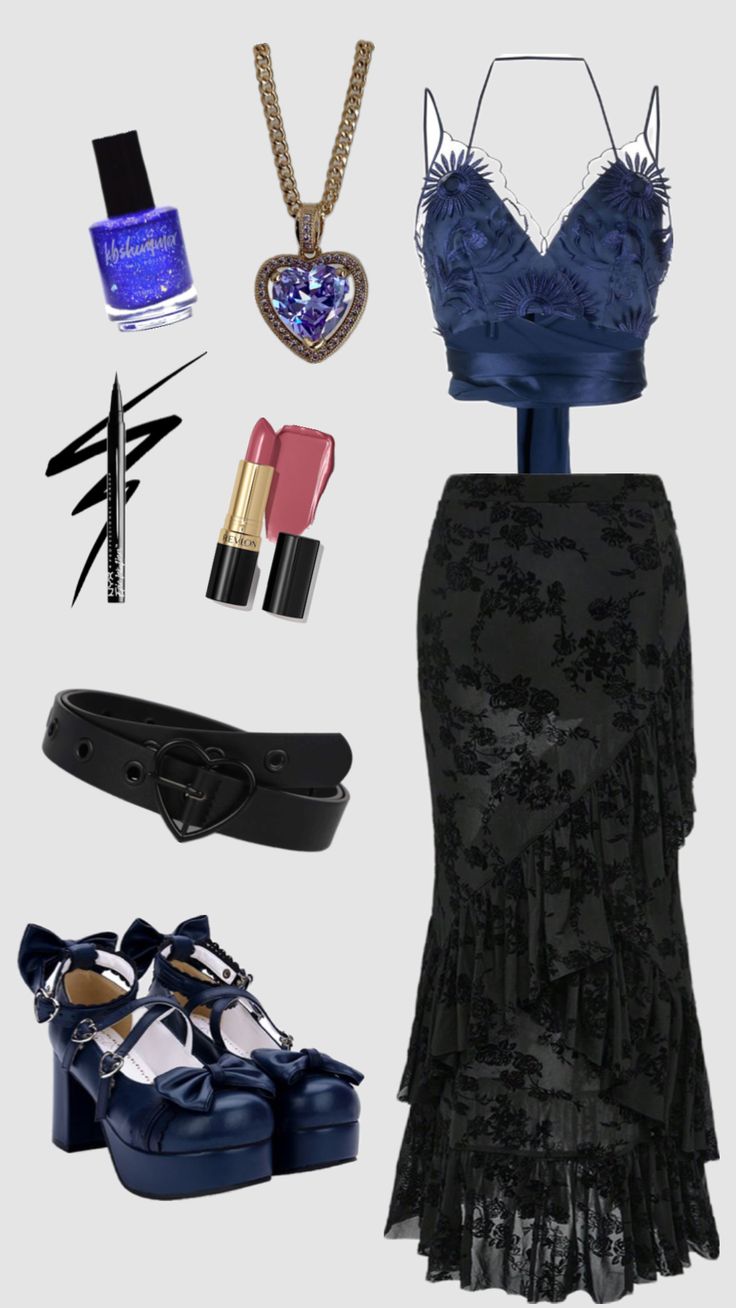 Blue Whimsigoth outfit Blue Goth Outfits, Dark Blue Outfit Aesthetic, Blue Whimsigoth, Blue Outfit Aesthetic, Dark Blue Outfit, Blue Outfits, Outfit Aesthetic, Blue Outfit, Goth Outfits