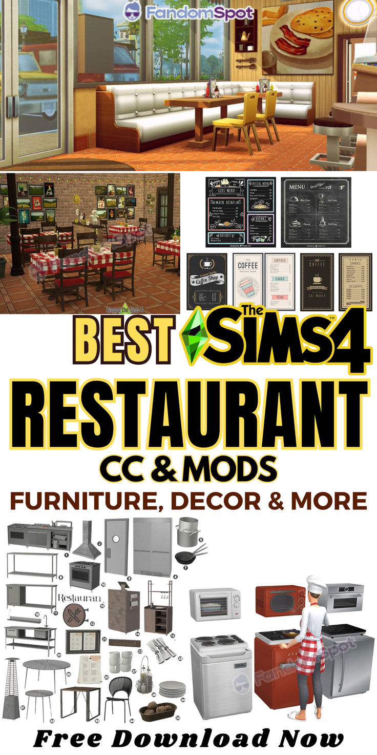 an advertisement for a restaurant with furniture and decor on the front, and in the back