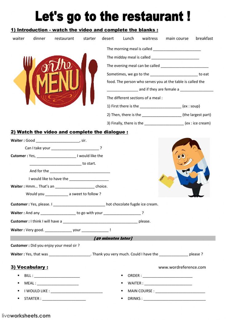 the restaurant menu is shown with an image of a man holding a knife and fork