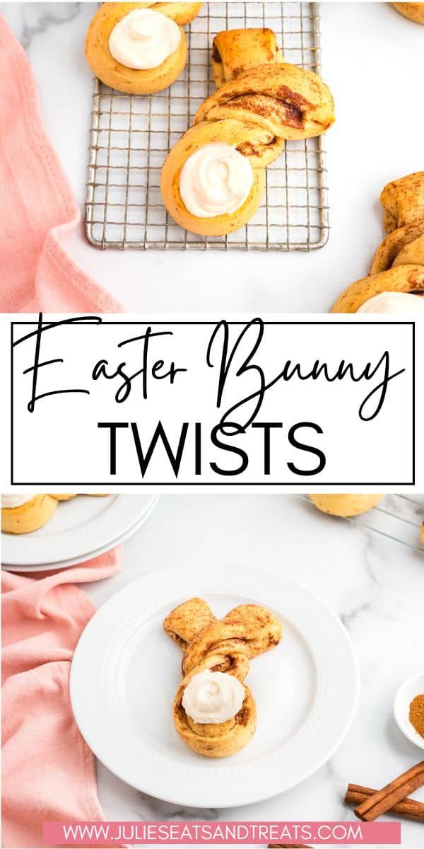 This fun and easy recipe will show you how to make cute and delicious Easter bunny twists. Start with a refrigerated cinnamon roll, unroll and twist and bake. Then top it with icing for the "bunny tail". A perfect a Easter treat, these sweet and savory twists will be a hit with kids and adults alike!" Easter Bunny Rolls, Bunny Cinnamon Rolls, Homemade Cream Cheese Frosting, Homemade Crescent Rolls, Easy Spring Recipes, Easy Easter Treats, Homemade Cream Cheese, Spring Baking, Cinnamon Twists