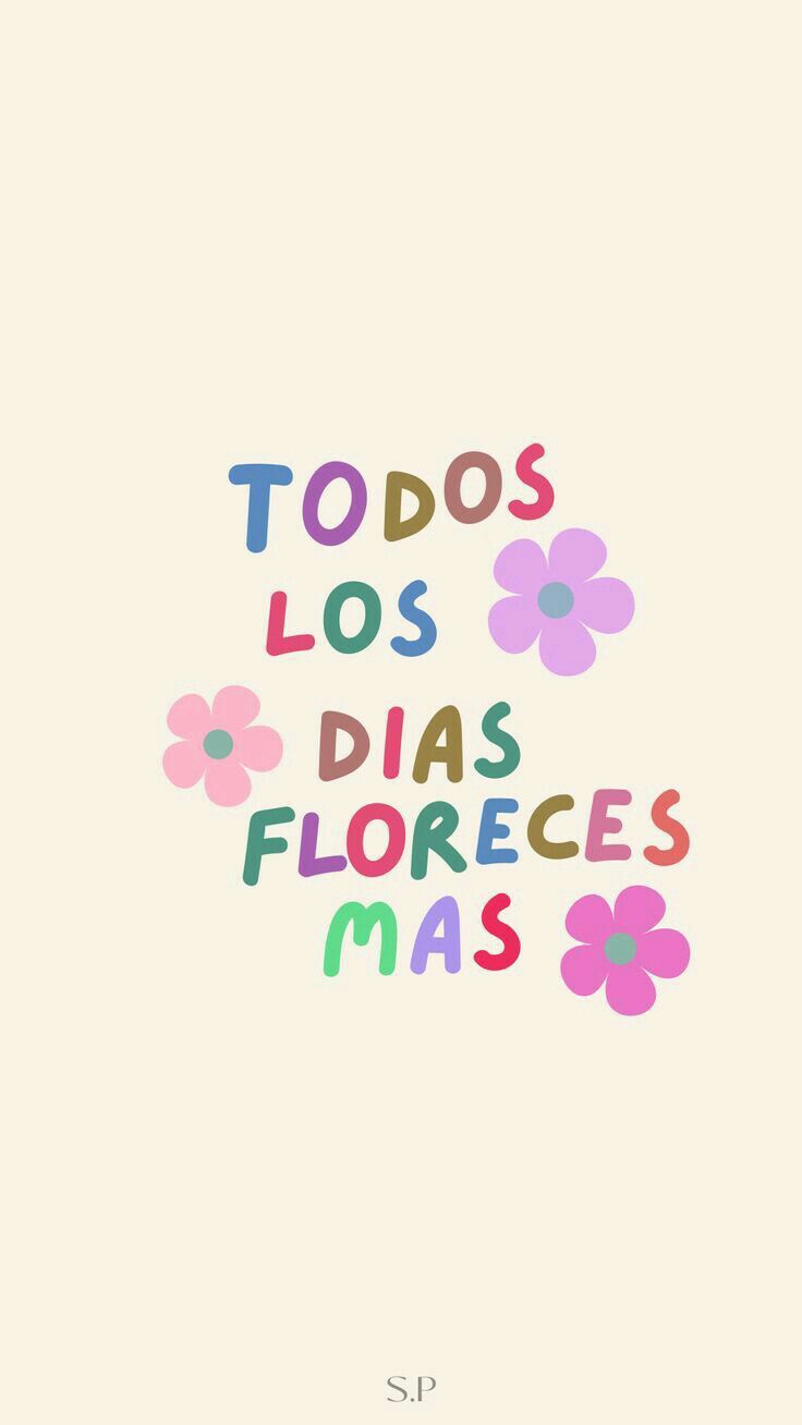 the words are written in different colors and font, with flowers on top of them