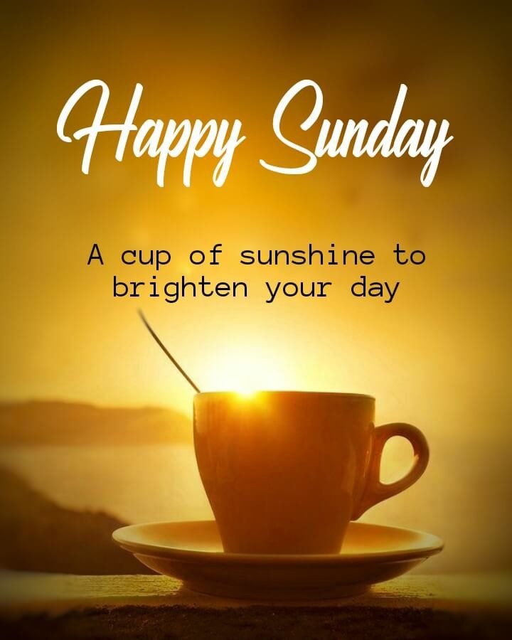 a cup of sunshine to brighten your day on a sunny day with the words happy sunday