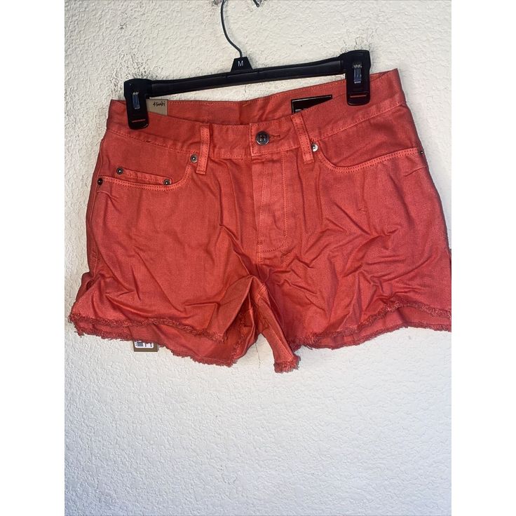 Ksubi Brand New Coral Button Fly Jing Mini Shorts Raw Hem And Slits On Side Sexy Summer Cross Stitching On Back Tags Y2k 90s 80s Sexy Summer Spring Ksubi Jeans, Black Distressed Shorts, 90s 80s, Y2k 90s, Boyfriend Shorts, Denim Cutoff Shorts, Denim Cutoffs, Jeans For Short Women, Distressed Denim Jeans