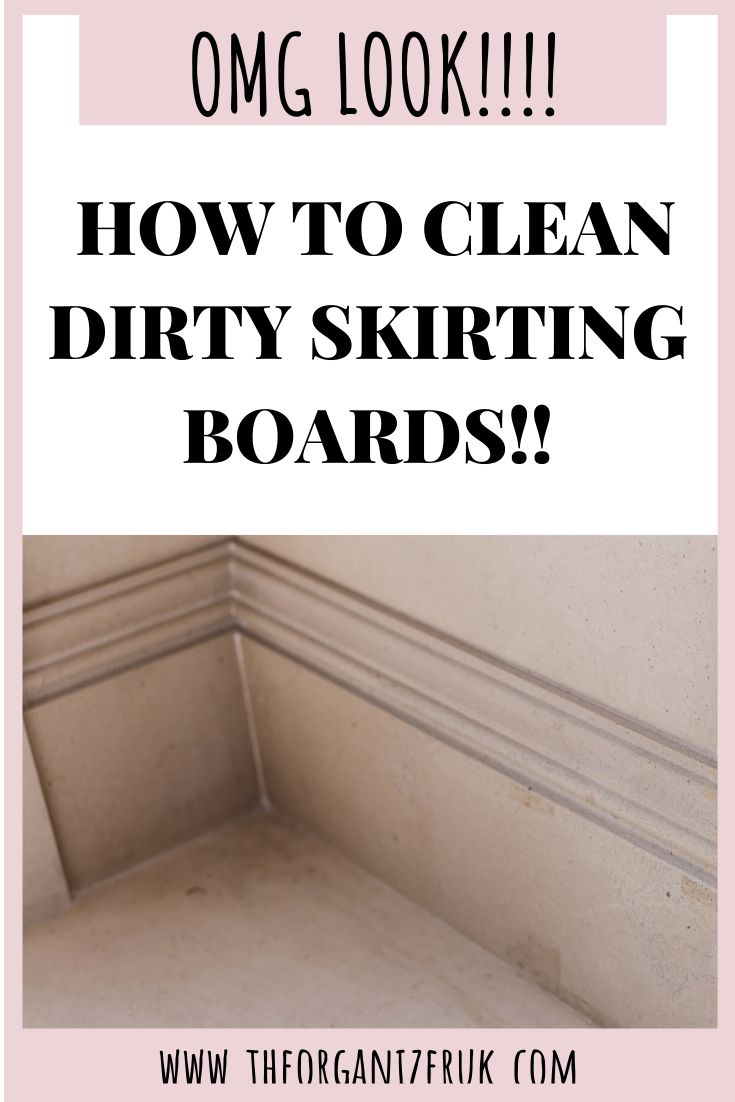 a dirty floor with the words how to clean dirty skirting boards? on it