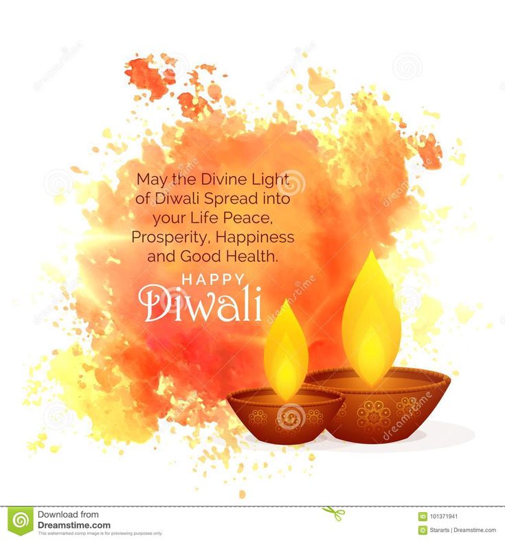 happy diwali greeting card with two lit candles on colorful watercolor splash background