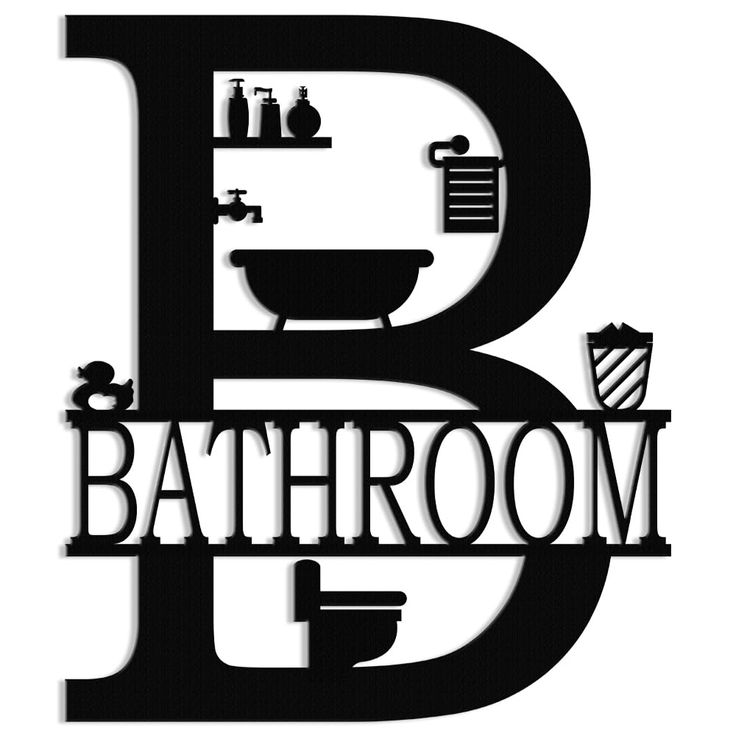 the letter b is made up of black and white letters that spell out bath room