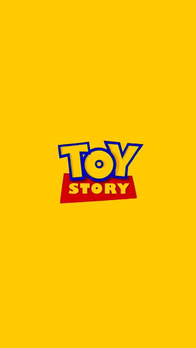 the toy story logo is displayed on a yellow background