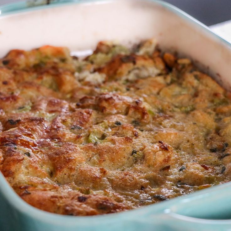 a casserole dish with meat and vegetables in it