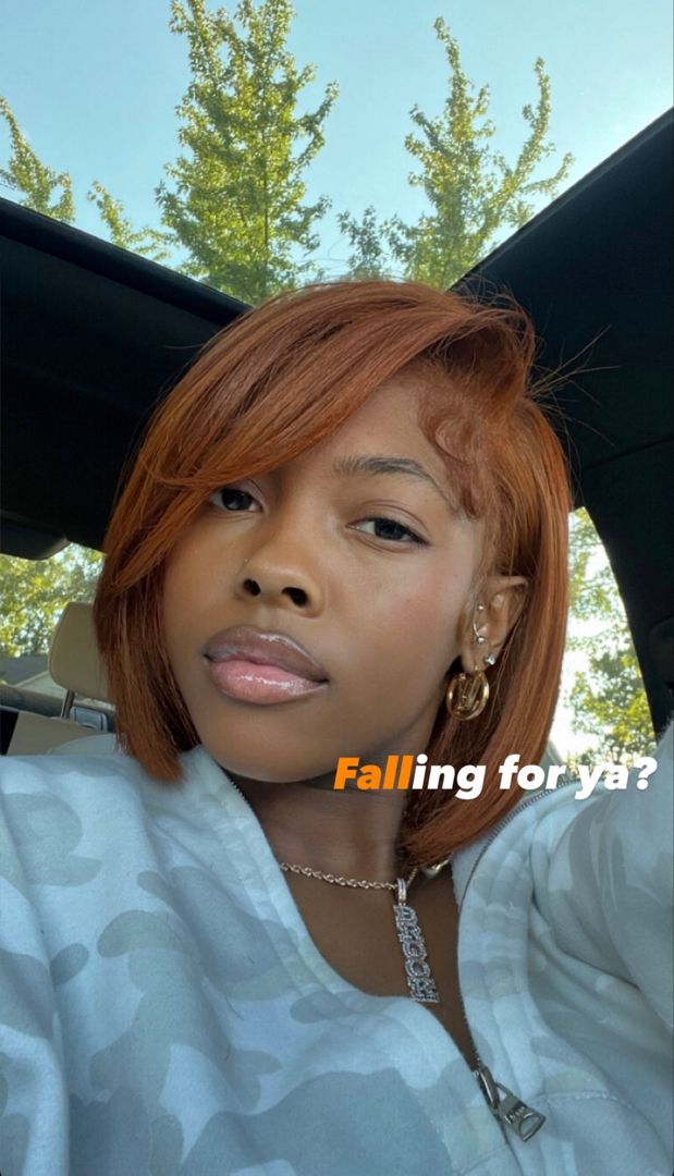 Ginger Hair With Blonde Highlights Bob, Copper Hair Styles Black Women, Shirt Bob Hairstyles For Black Women, Valentines Hairstyles Black Women Natural Hair, Classy Attire For Black Women, Dyed Permed Hair, Short Ginger Wig Black Women, Relaxed Dyed Hair, Ginger Bob Hair Black Women