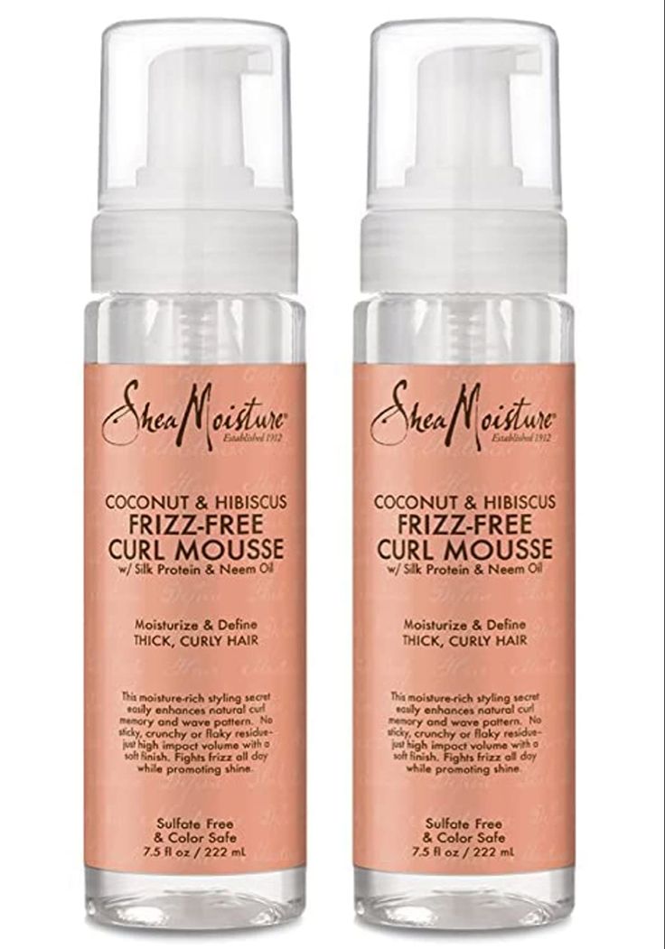 The SheaMoisture Coconut and Hibiscus Frizz-Free Curl Mousse, blended with Fair Trade Shea Butter, to make your curly hair beautiful and bouncy. Shea Moisture Coconut, Curly Hair Mousse, Coconut Hibiscus, Curl Mousse, Enhance Natural Curls, Exfoliating Body Wash, Frizz Free Curls, Styling Mousse, Shea Moisture