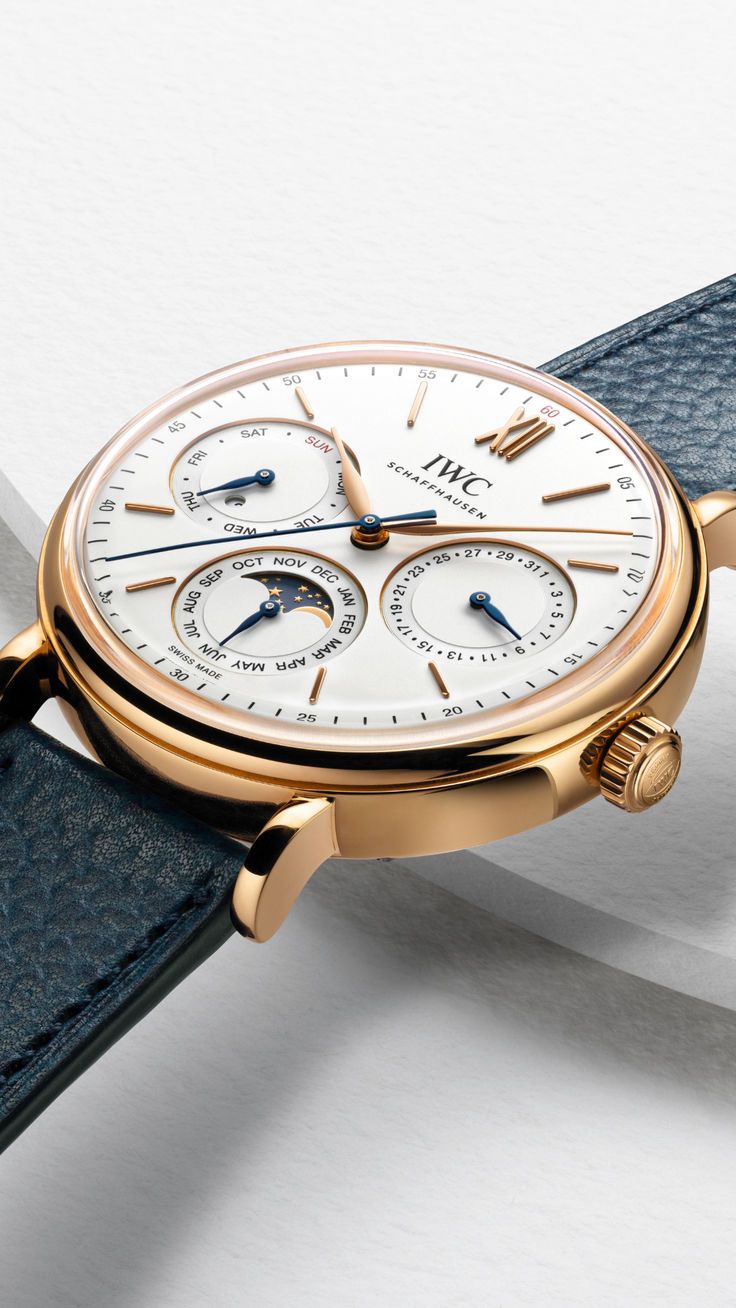 IWC Schaffhausen Portofino Perpetual Calendar IW344602 Gold Chronometer Watch Timeless Style, Gold Jewelry And Watches With Chronometer, Luxury Automatic Watch Accessories For Anniversary, Timeless Yellow Gold Chronometer Jewelry And Watches, Timeless Yellow Gold Automatic Watch, Timeless Yellow Gold Watches, Gold Timeless Chronometer Watch Accessories, Timeless Yellow Gold Watch With Round Dial, Timeless Yellow Gold Watch Accessories With Round Dial