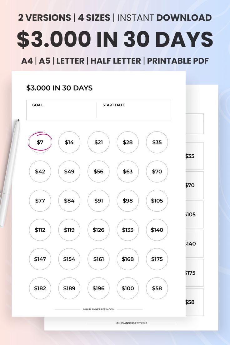 the printable $ 3, 000 in 30 days worksheet