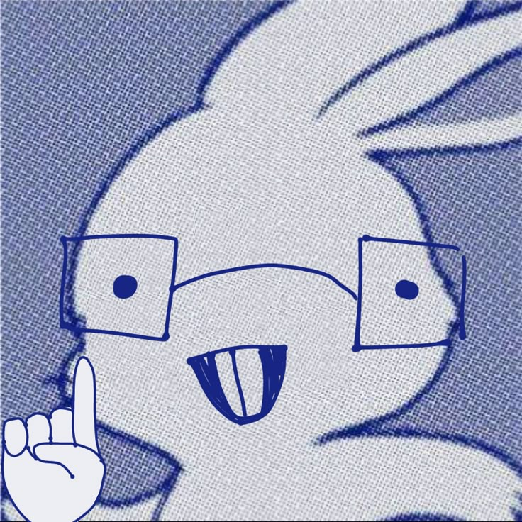 an image of a cartoon character with glasses pointing to the side and holding his finger up in front of him