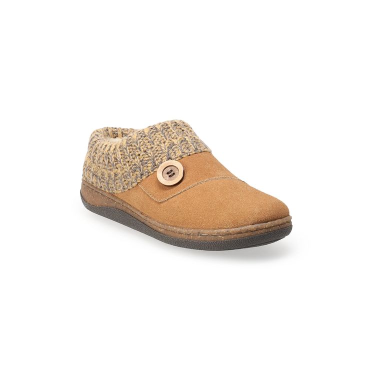 Slip on these cozy Clarks® Suede Women's Clog Slippers whether you're indoors or outdoors. Click this FOOTWEAR GUIDE to find the perfect fit and more! Slip on these cozy Clarks® Suede Women's Clog Slippers whether you're indoors or outdoors. Click this FOOTWEAR GUIDE to find the perfect fit and more! FEATURES Indoor/outdoor construction Decorative button ornament Cozy knit collarDETAILS Genuine cow suede upper Faux fur lining Rubberized cork midsole Treaded rubber outsole Plain toe Slip-on Foam Comfortable Indoor Clogs With Round Toe, Comfy Clogs With Cushioned Footbed, Casual Brown Indoor Clogs, Casual Slip-on Clogs With Suede Lining, Suede Slip-on Clogs For Outdoor, Comfortable Slip-on Clogs Medium Width, Indoor Suede Slip-on Slippers, Casual Suede Clogs With Cork-bed Midsoles, Clog Slippers