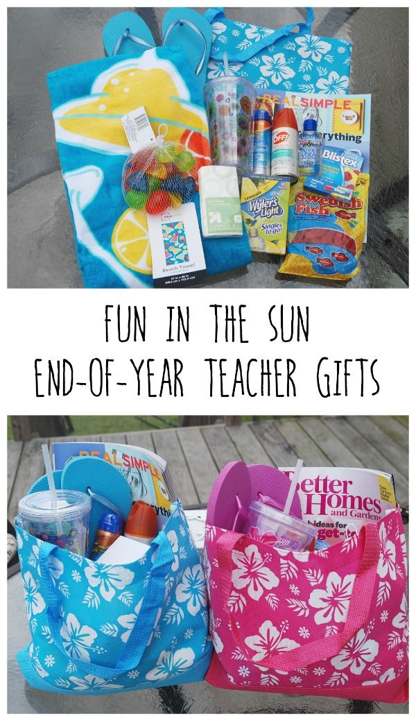 two bags with the words fun in the sun end - of - year teacher gifts