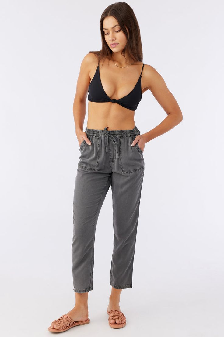 FRANCINA TWILL PANTS Casual Mid-rise Cargo Pants With Elastic Waistband, Loungewear Bottoms With Elastic Waistband In Rayon, Spring Mid-rise Pants With Drawstring, Spring Mid-rise Drawstring Pants, Spring Drawstring Mid-rise Pants, Casual Mid-rise Pants With Elastic Waistband, Cotton Bottoms With Gathered Waist, Relaxed Tapered Leg Bottoms With Elastic Waistband, Casual Cargo Pants With Elastic Side Panels