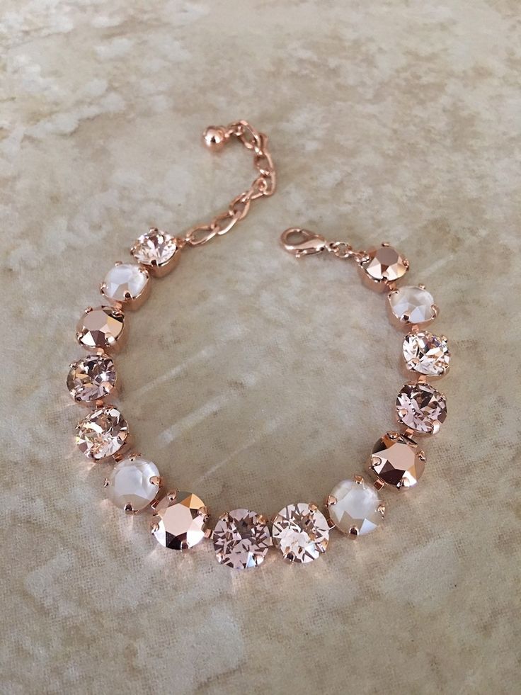 Necklace or Bracelet Nude Rose Gold Ivory Cream Morganite | Etsy قلادات متدلية, Pretty Jewelry Necklaces, Jewelry Accessories Ideas, Fancy Jewellery, Fancy Jewelry, Rose Gold Bracelet, Hand Jewelry, Rose Gold Jewelry, Girly Jewelry