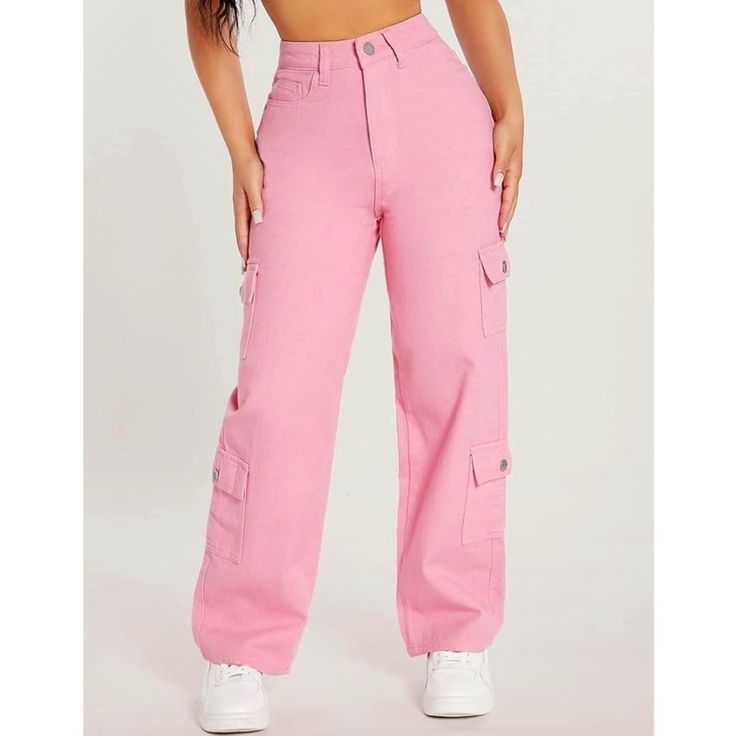 Pink Denim Cargo Pants By Shein Zip & Button Closure 3 Front Waist Pockets, 2 Rear Patch Pockets Two Snap Flap Cargo Pockets On Each Leg Boyfriend Fit, Straight Leg Color: Baby Pink Size: Petite Xxs Approx. Flat Waist 13", Rise 11", Inseam 28", Leg Opg 7.5” Excellent Pre-Owned Condition, Never Worn, Smoke-Free Home (*1st 2 Pics Are Stock Images Included To Better Show Style/Fit On A Person, Actual Item Photos Follow) Casual Cotton Cargo Jeans With Button Closure, Pink Denim Bottoms With Pockets, Spring Cargo Pants With Button Closure, Pink Denim Jeans With Pockets, Spring Y2k Style Cargo Jeans With Pockets, Trendy Wide Leg Cargo Jeans With Button Closure, Trendy Cotton Pants With Buttons, Trendy Cotton Cargo Jeans With Button Closure, Straight Leg Cotton Cargo Jeans With Button Closure