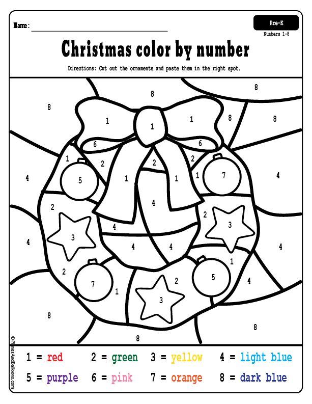 christmas color by number worksheet for kids with numbers and pictures to print out