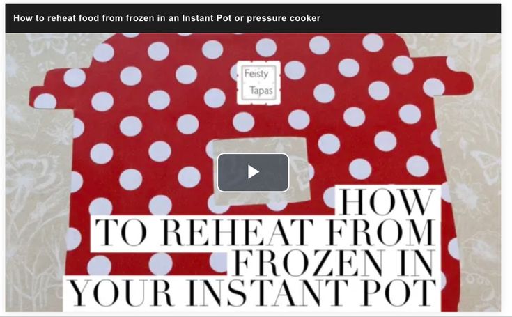 a red house with white polka dots on it and the words how to reheat from frozen in your instant pot