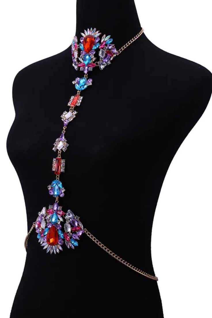 Adjustable Rhinestone Necklace With Jewels For Party, Adjustable Rhinestone Jeweled Necklace For Party, Adjustable Rhinestone Necklace For Parties, Party Rhinestone Necklace With Adjustable Clavicle Chain, Adjustable Clavicle Rhinestone Necklace For Party, Rhinestone Bling Necklace For Party, Bling Rhinestone Necklace For Party, Crystal Body Jewelry With Rhinestones For Parties, Glamorous Festival Body Jewelry With Crystal