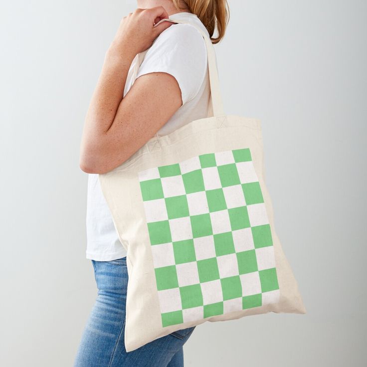 "Green and White Check Pattern" Tote Bag by DiaShaaa | Redbubble Bag Aesthetic, Bags Aesthetic, Tote Pattern, Tote Bag Pattern, Print Tote, Check Pattern, Printed Tote Bags, Tote Bag Design, Green And White