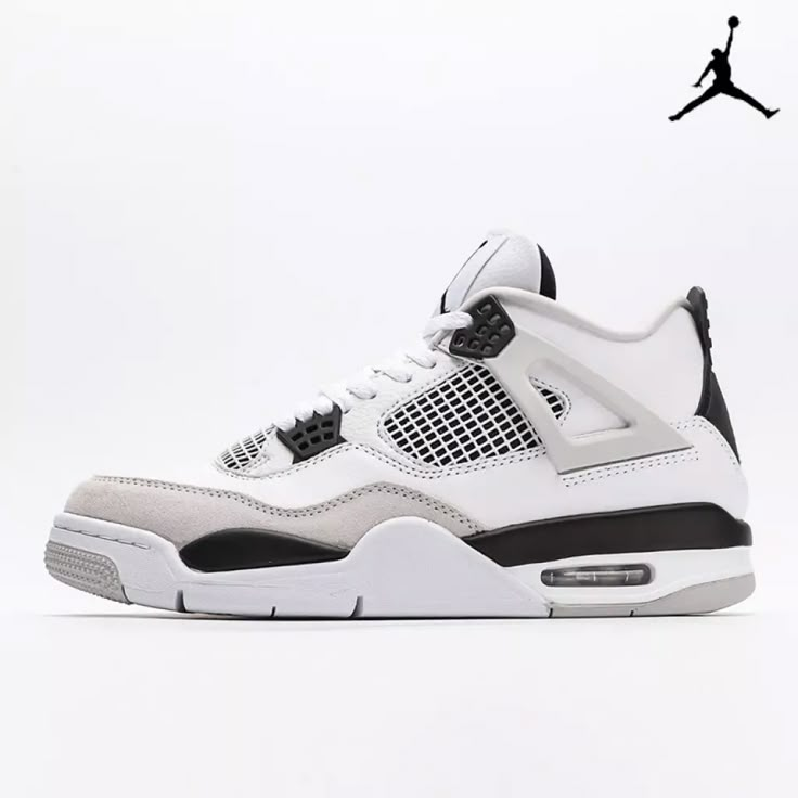 Air Jordan 4 'Military Black' White Neutral Grey-DH6927-111-Sale Online Jordan 4 Retro Military Black, Original Air Jordans, Jordan 4’s, Red Thunder, Dr Shoes, Black Jordans, Jordan 4s, Jordan Shoes Retro, All Nike Shoes