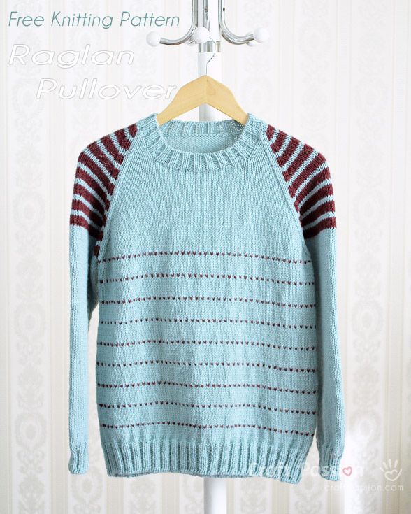 a blue sweater hanging on a clothes hanger with the words free knitting pattern below it