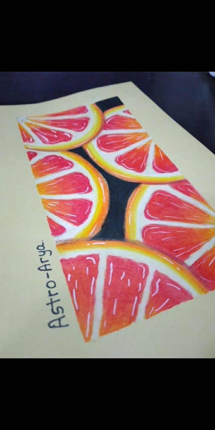 a piece of paper that has some fruit on it