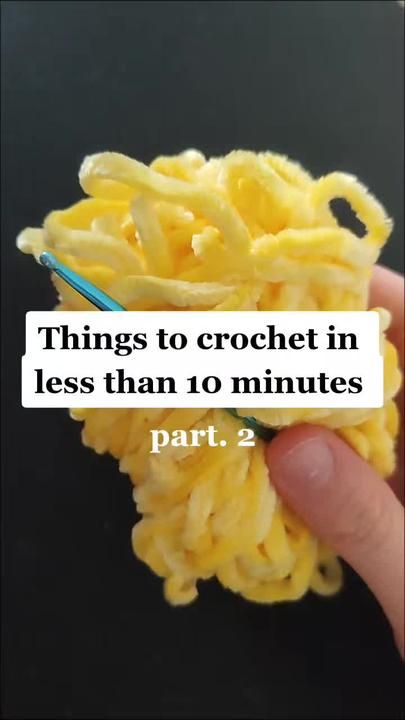 a person holding a fork with noodles in it and the words, things to crochet in less than 10 minutes part 2