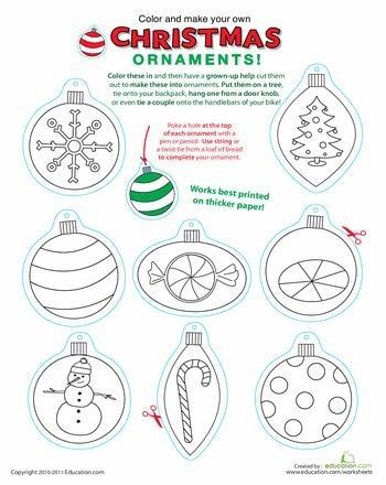 Ornament Coloring, Printable Christmas Ornaments, Christmas Learning, Holiday Worksheets, Christmas Teaching, Christmas Worksheets, Christmas Kindergarten, Printables Free Kids, Christmas Decorations For Kids