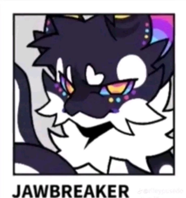 a drawing of a cat with the words jawbreakerr on it's chest