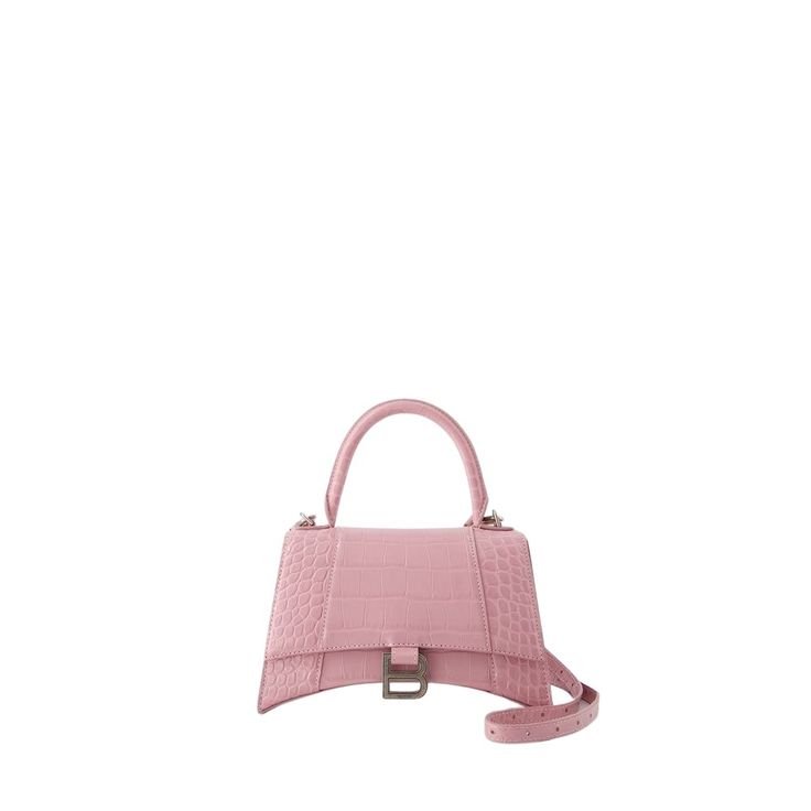 Introducing the Balenciaga Hourglass small bag, a perfect blend of elegance and practicality. Its unique hourglass shape makes it suitable for both daytime outings and evening events. The bag boasts a textured finish, enhancing its sophisticated appeal while ensuring ease of use.

- Structured design with croc-embossed leather
- Adjustable shoulder strap and top handle
- Dimensions: 20cm x 9cm x 13cm Balenciaga Hourglass Bag, Balenciaga Clutch, Kate Bags, Leather Zipper Pouch, Balenciaga Leather, Chic Leather, Western Leather, Leather Clutch Bags, Powder Pink