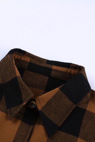 This classic brown and black plaid pattern long flannel shirt is very figure flattering, it can be worn over any t-shirt or cami to create a trendy street style. Runs a little more fitted. Sleeves run shorter than other flannels. Size Chart (INCH) Sizes Bust Sleeve Length Length S 36 22 35.4 M 38 22 35.8 L 40 22 36.2 XL 42 23 36.6 2XL 46 23 37.0 Elasticity Slight Long Flannel Shirt, Long Flannel, Plaid Shacket, Classic Brown, Trendy Street Style, Brown Plaid, Plaid Fashion, Black Plaid, Affordable Fashion