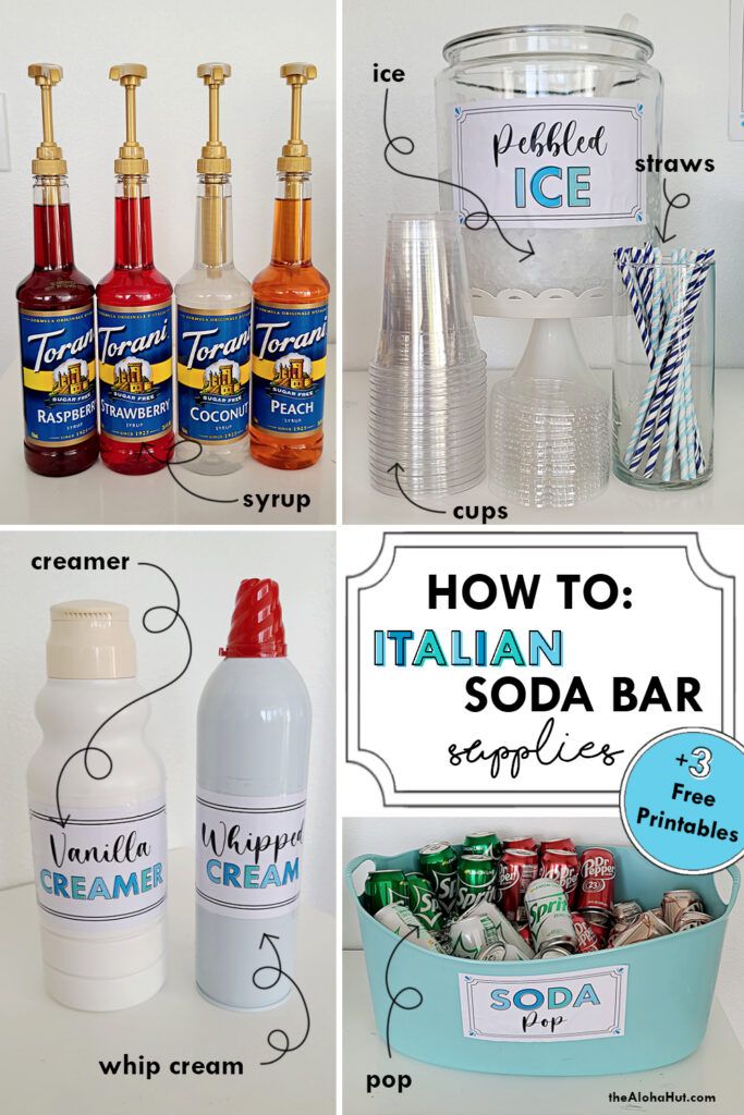 four different types of soda bar supplies