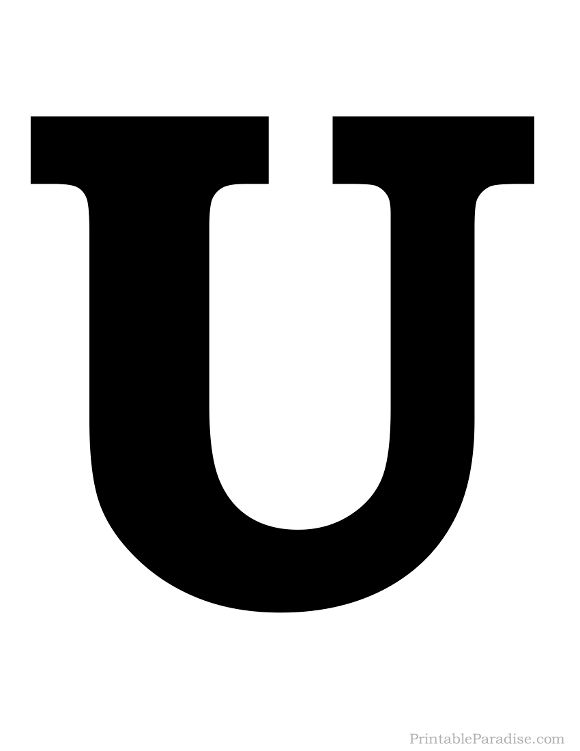 the letter u is shown in black and white