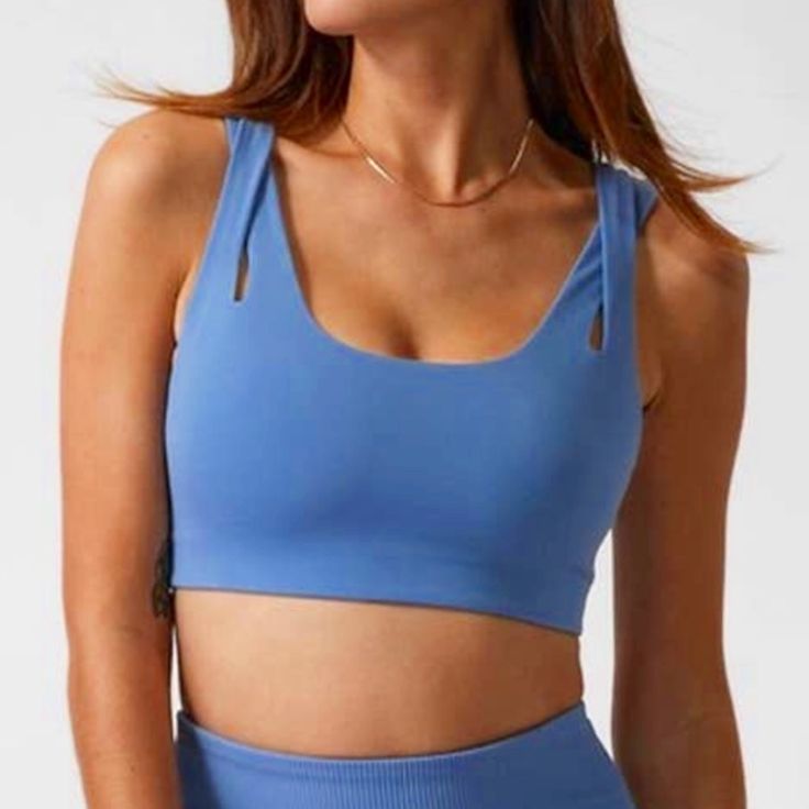 Cottage Blue, Brand New Sports Bra. New With Tags Blue Sleeveless Activewear With Built-in Bra, Blue Sports Bra With Built-in Bra For Workout, Blue Tank Top With Built-in Bra For Yoga, Blue High Stretch Sports Bra, Blue Seamless Tops For Pilates, Blue Seamless Sports Bra With High Stretch, Blue Sports Bra With Built-in Bra For Light Exercise, Blue Sports Bra With Light Support For Gym, Blue Sports Bra With Built-in Bra For Gym