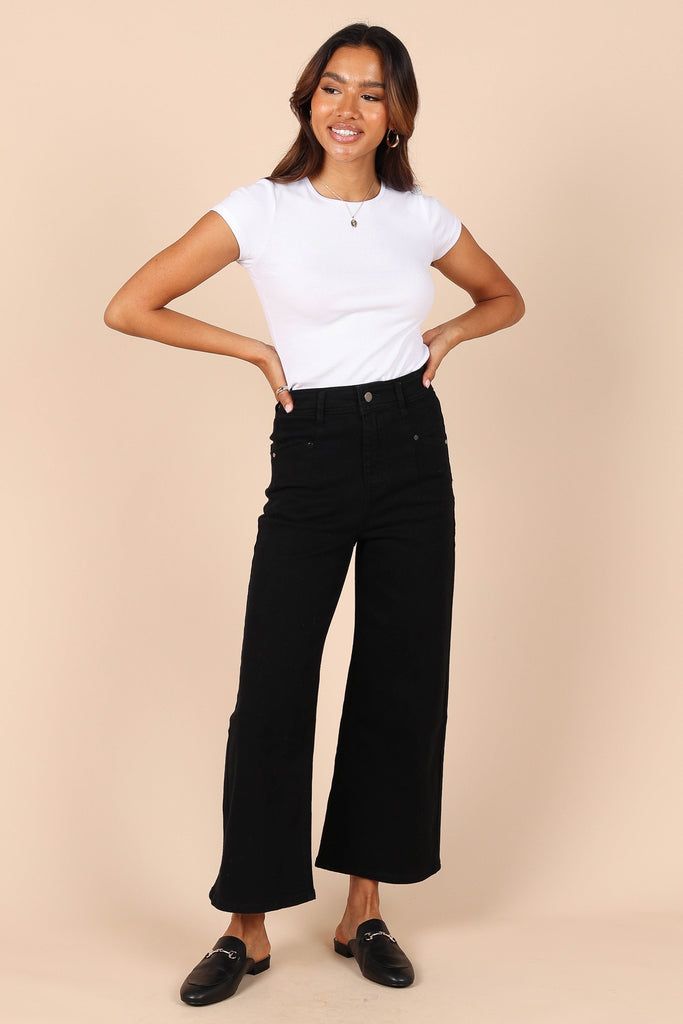 Georgette High Waisted Straight Leg Pants - Black - Petal & Pup USA High Waisted Straight Leg Pants, Wedding Swimwear, Petal And Pup, Womens Dress Pants, Bottom Clothes, Straight Leg Pants, Bottoms Pants, Capsule Wardrobe, Work Outfit