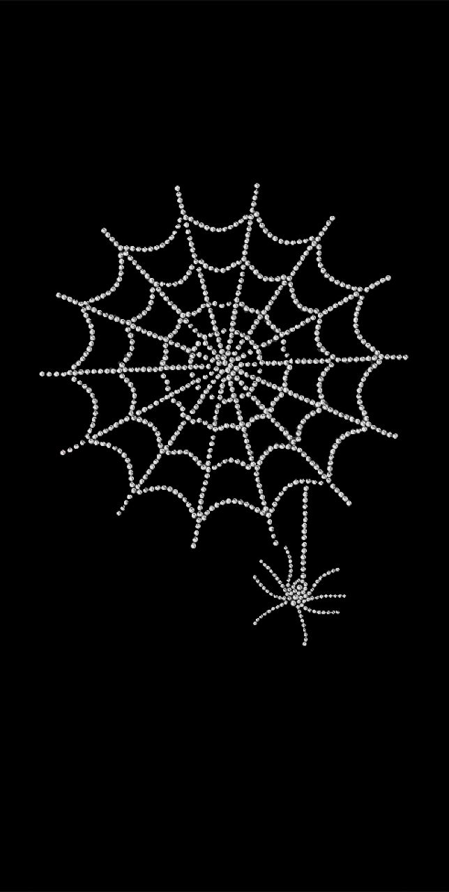 a spider web on a black background with white dots in the shape of a circle